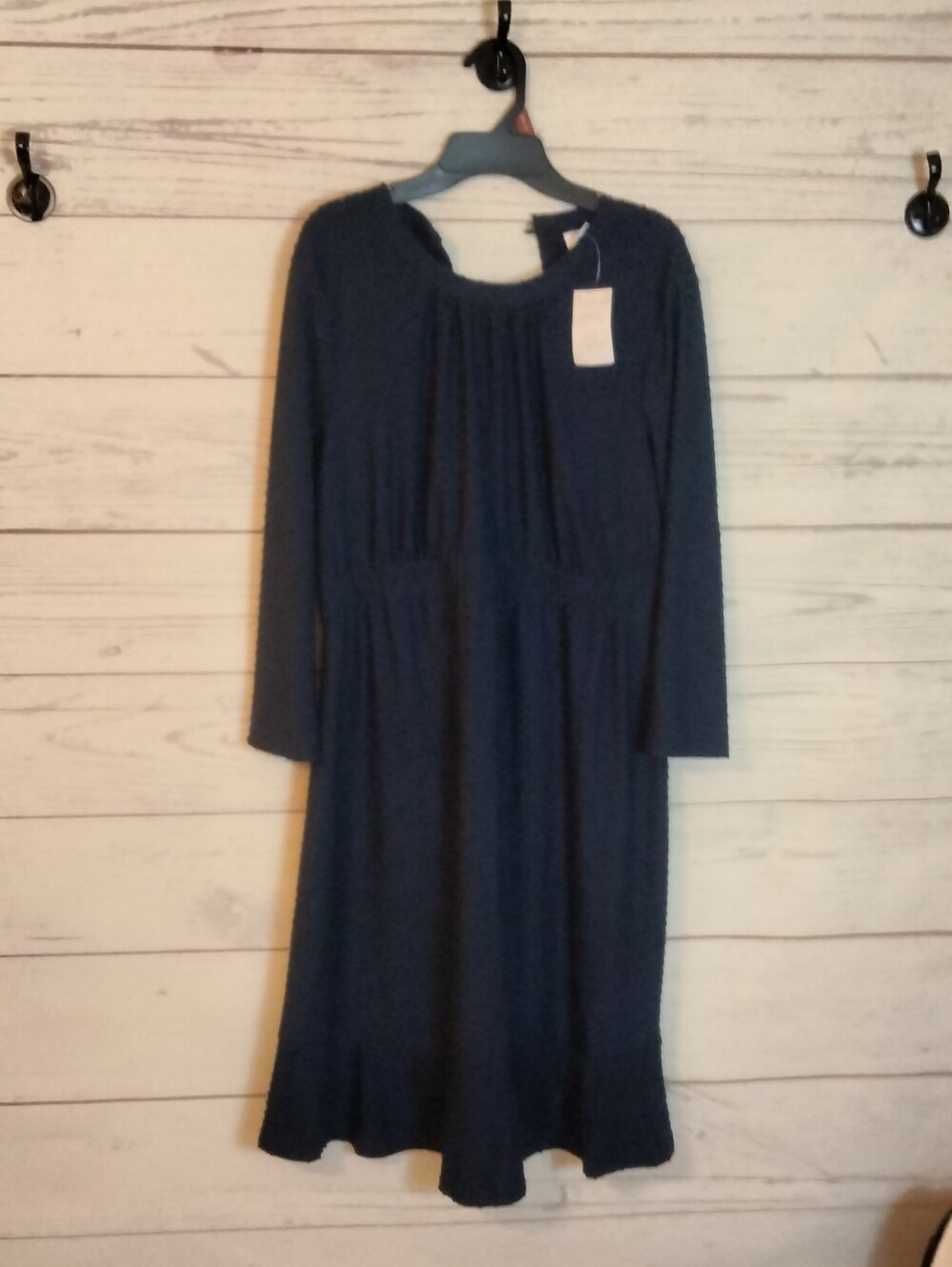 Classic Navy maternity Long Sleeve Midi Dress